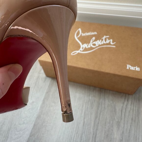 Christian Louboutin D'orsay Patent Nude Iriza 70mm Heels - Picture 8 of 9